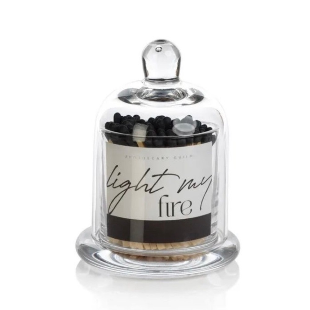 Zodax "Light My Fire" Jar of Matches 3.5" x 5" 150 Matches Black Tip Brand New